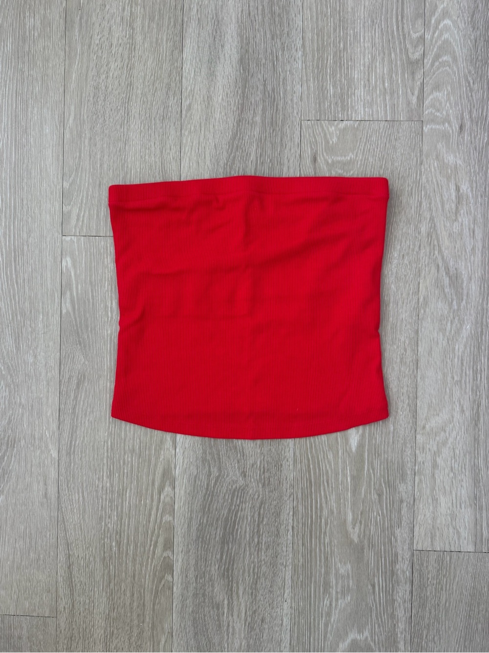 a new day Red Ribbed Tube Top